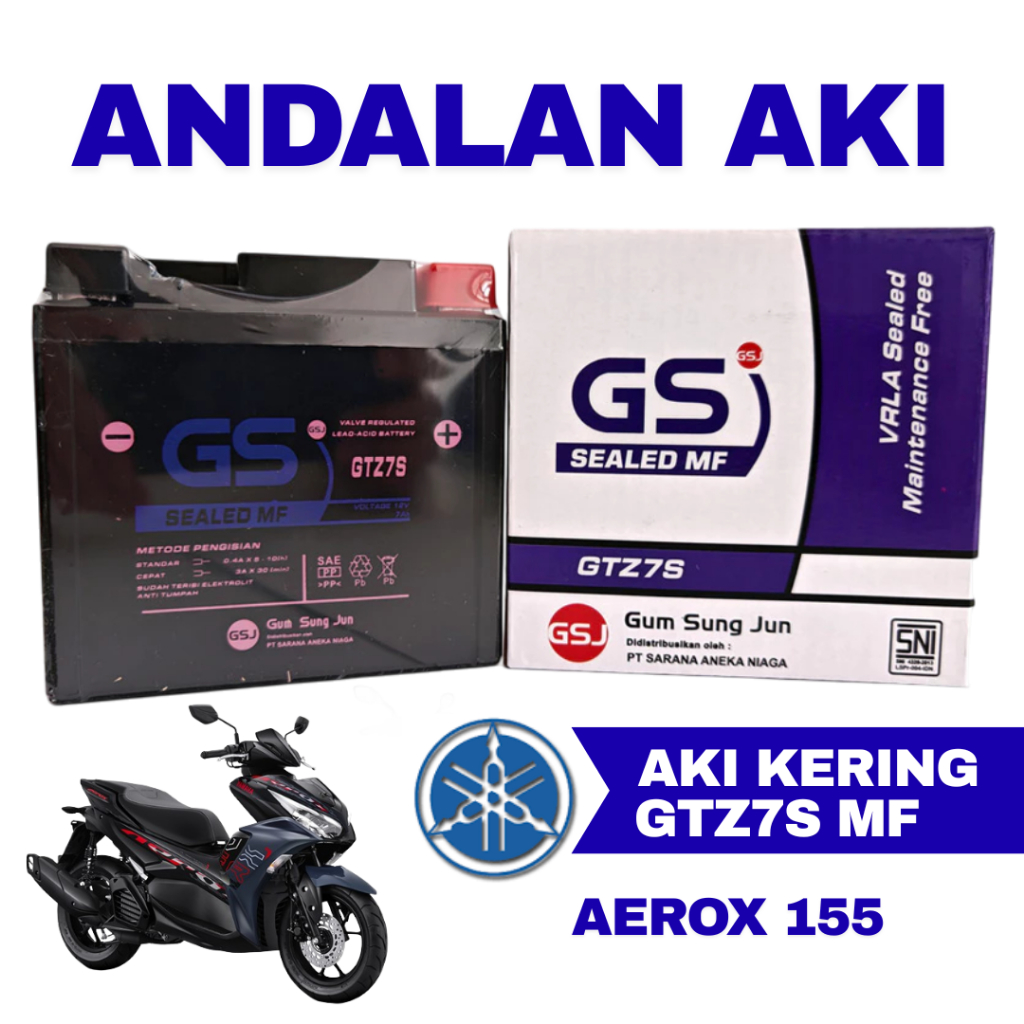 Aki Motor Yamaha Aerox 155 GTZ7S Aki Kering Accu Kering MF