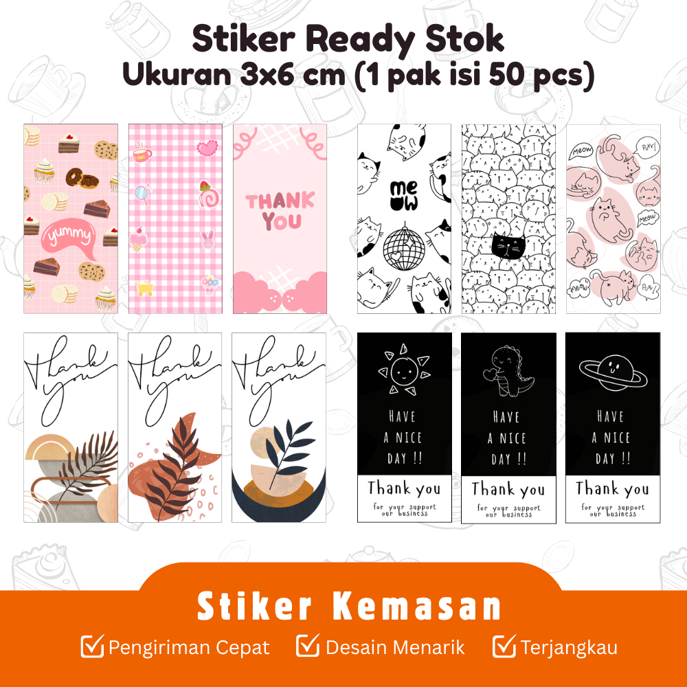 Stiker Kemasan 3×6 cm –Chromo Glossy – Label Makanan / Minuman - Box Packaging - Hampers - Aesthetic