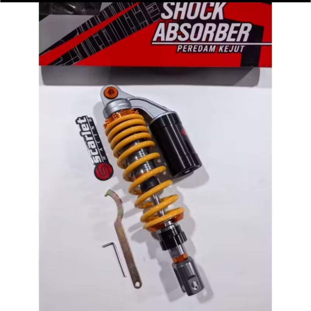 Shock belakang Merek Scarlet ukuran 305/ 330 Mm, Pemakaian motor matic beat, Mio,scopy, Vario O...