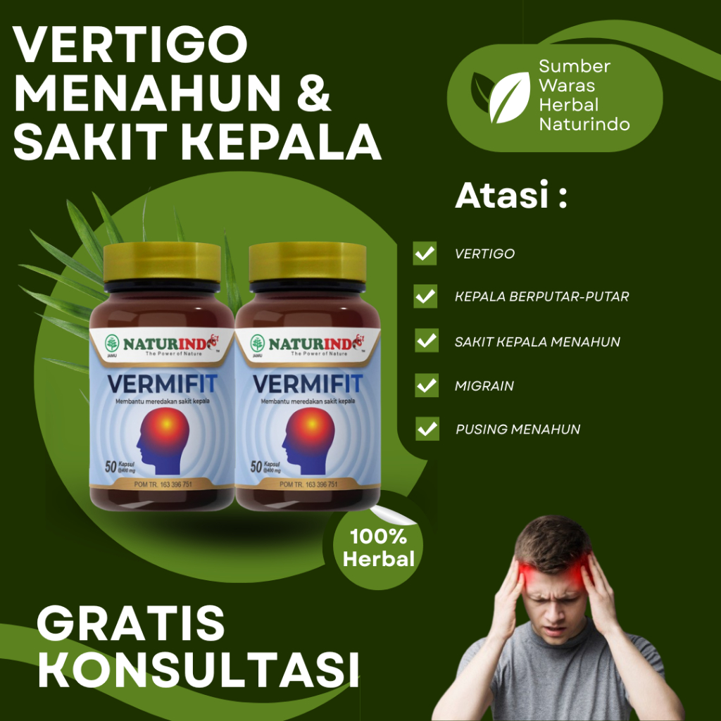 Vermifit Atasi Sakit Kepala Vertigo Menahun Sakit kepala Ditusuk sakit sebelah Gangguan Saraf Kepala