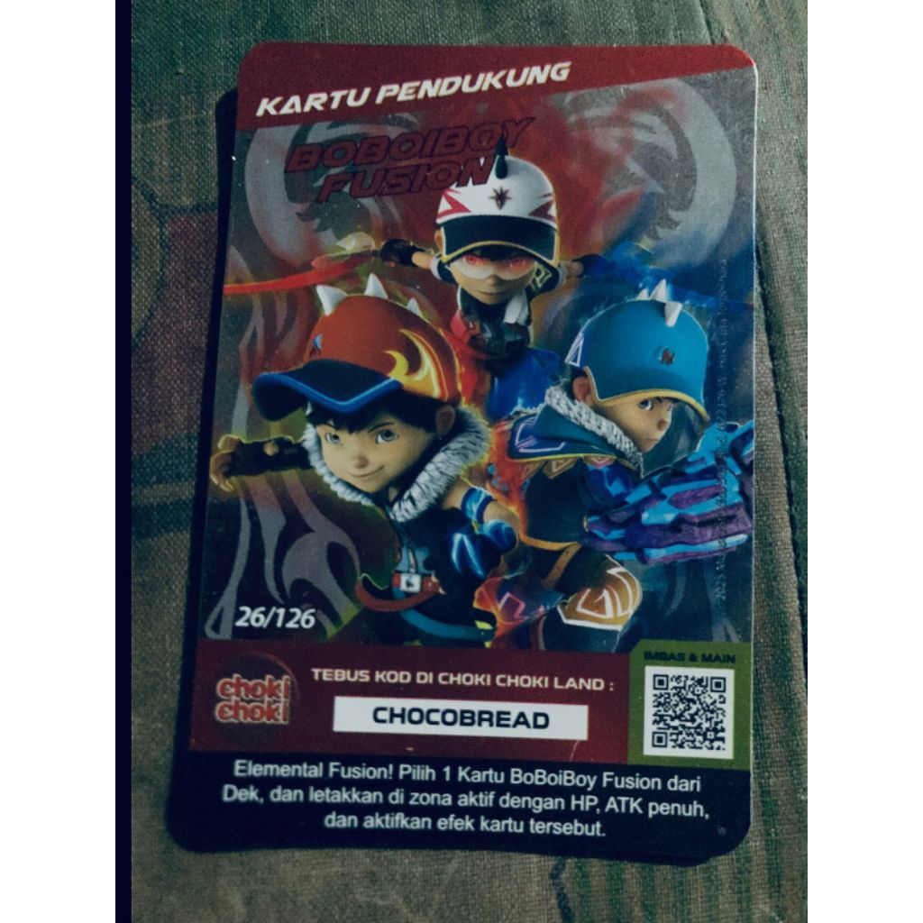 kartu choki-choki BoBoiBoy fusion foil