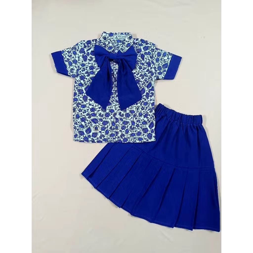 Seragam Sekolah Batik Biru Anak Perempuan PAUD