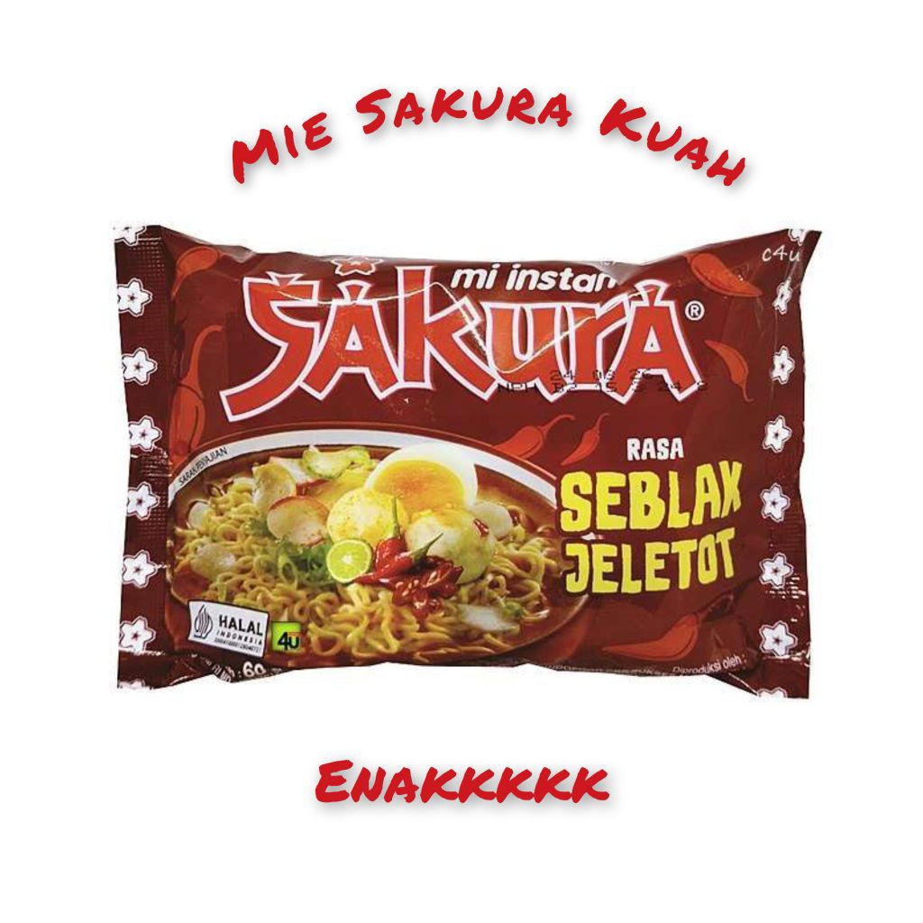 Mi Instan Sakura Kuah Rasa Seblak Jeletot 60g – Pedas Nikmat Menghangatkan