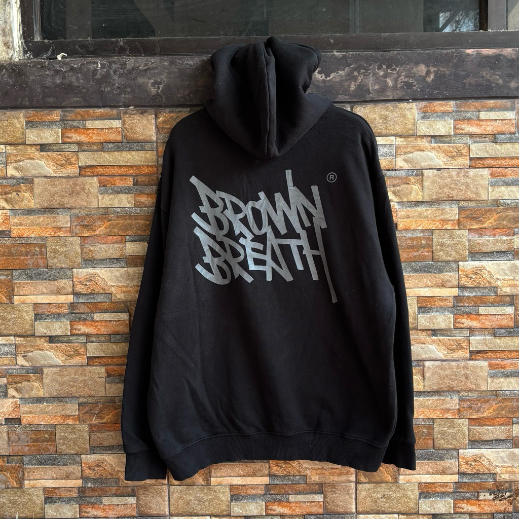 [Termurah] Brown Breath Black Hoodie Good Condition Korean Brand
