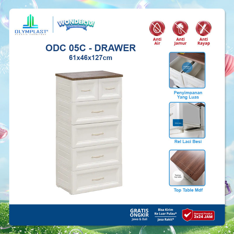 Olymplast ODC 05 Classic Drawer Cabinet Laci 5 Susun