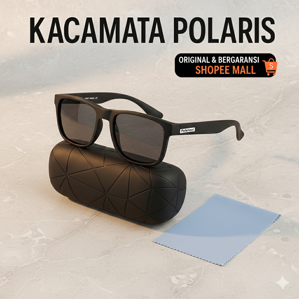 kacamata hitam polaris anti silau anti debu original free box dan lap