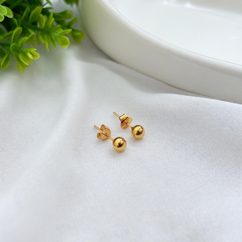 Amanah Anting Emas Giwang Tusuk Bola Polos 24 Karat