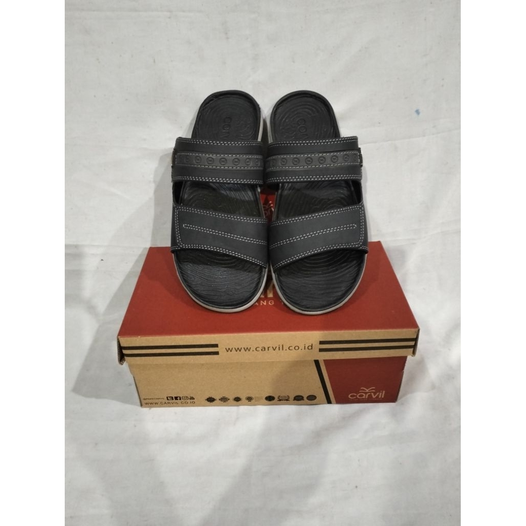 Sandal slide ban dua kasual pria CARVIL ORIGINAL BOLOGNA 02 HITAM