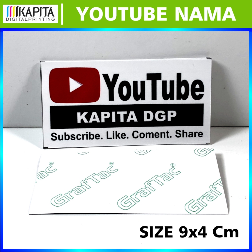 (isi 10) Stiker Costum Nama Youtube Channel Glosy anti air | stiker custom nama Murah
