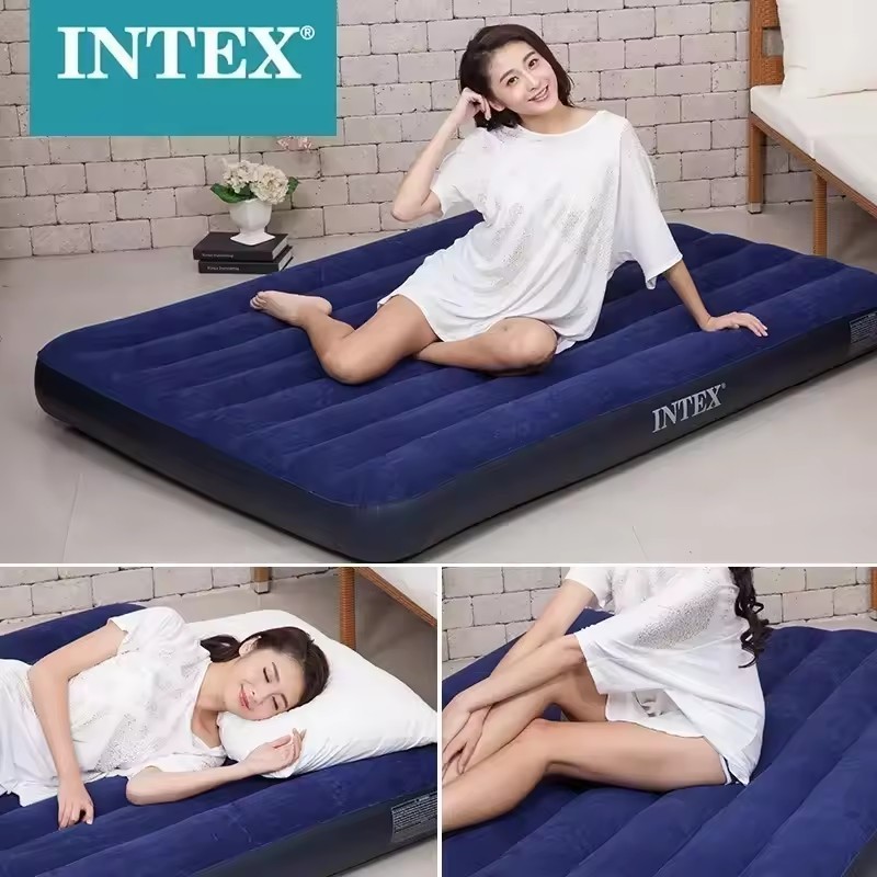 [Grosir pabrik]INTEX64756 Kasur Angin Tiup Ganda Warna Biru Tua 183*203*25cm ekstra besar