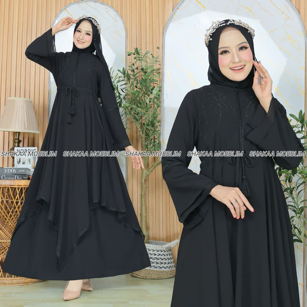 Alanna abaya by shakaa,abaya hitam terbaru abaya hitam turki gamis arab remaja