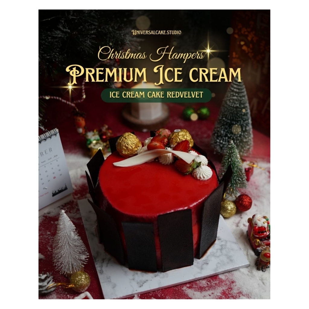 [READY STOCK] Bandung, Jakarta, Tangerang, Surabaya Hampers Natal Healthy Red Velvet Ice cream Cake
