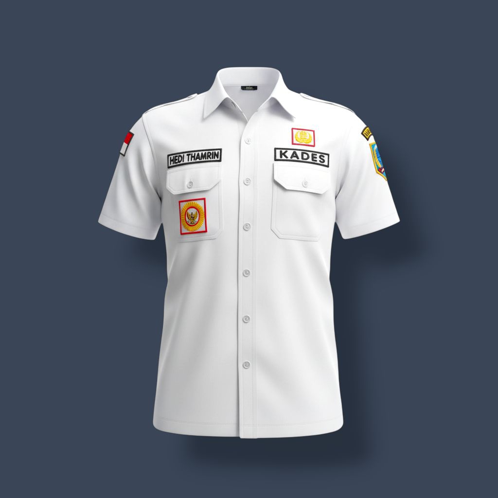 baju dinas cowok/pria baju asn baju putih full bordir