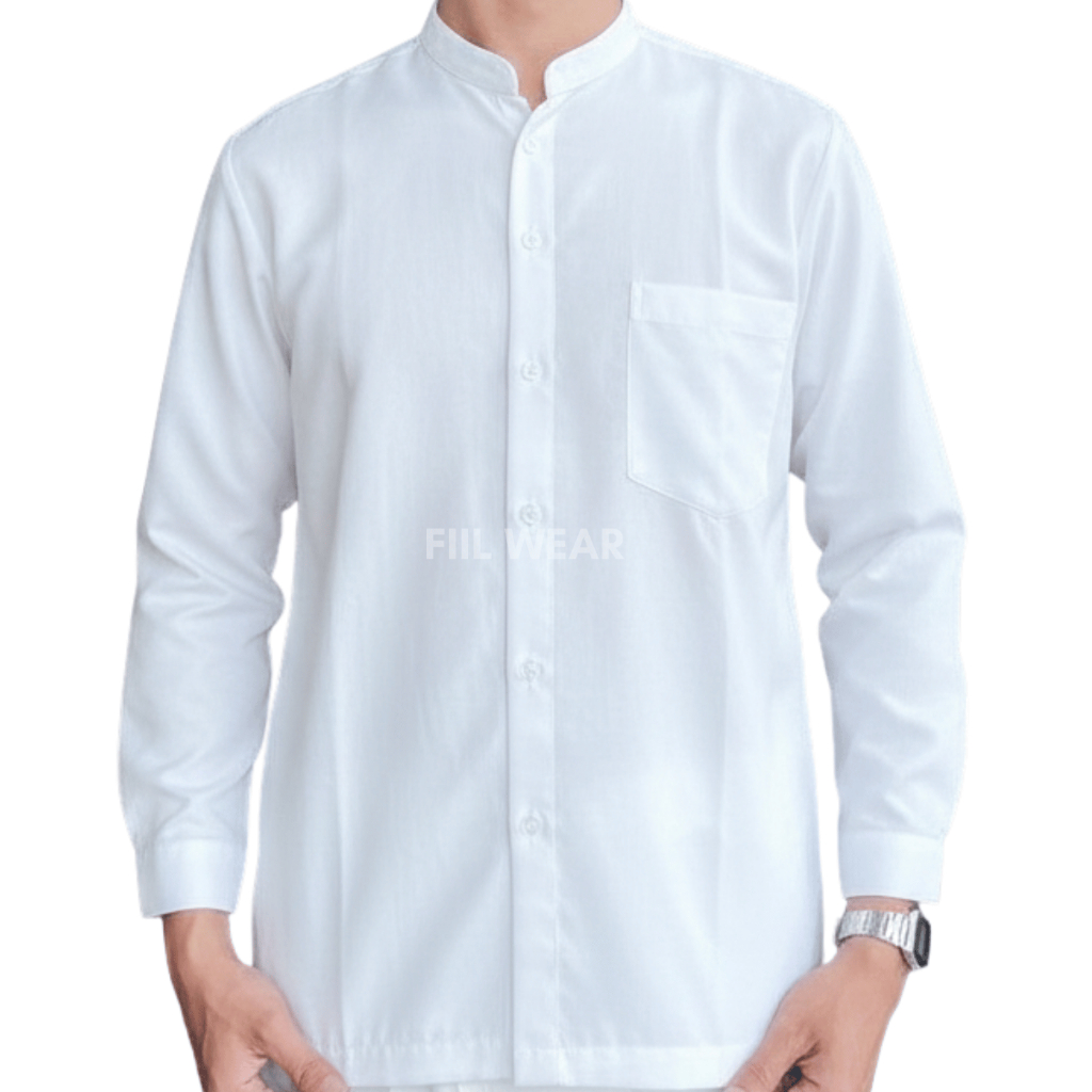 FIILWEAR - Kemeja Muslim Haibah Modern, Model Polos Saku Samping, Bisa buat Seragam Hadroh