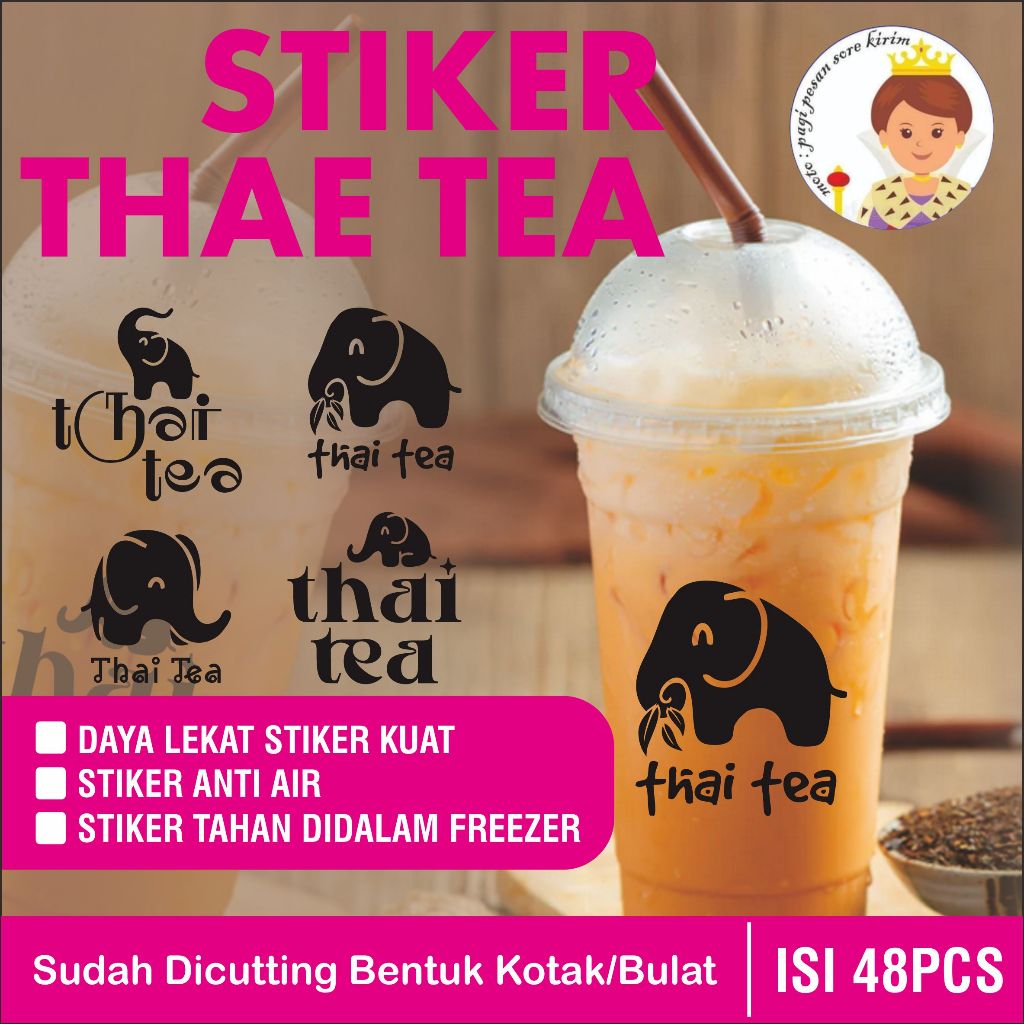 STIKER LABEL GELAS CUP THAI TEA / STIKER LABEL MINUMAN / STIKER LABEL KEMASAN / STIKER LABEL MAKANAN