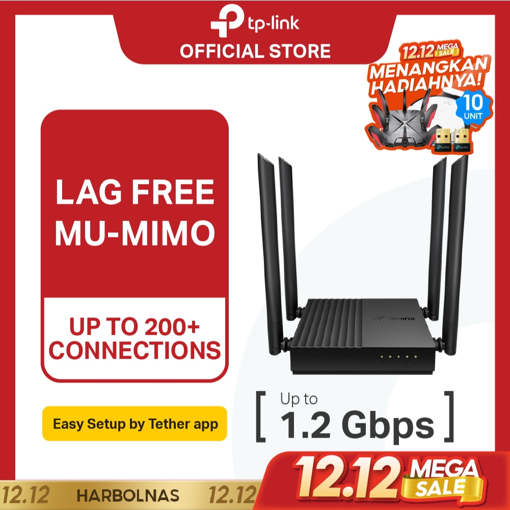 TP-Link Archer C64 | AC1200 WiFi 5 Router | Dual Band | Gigabit | Mesh | IPv6 IPTV | Cloud Tether