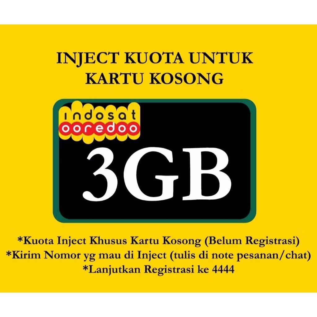 KUOTA INJECT REGRESTRASI KARTU PERDANA KOSONG INDOSAT/TRI