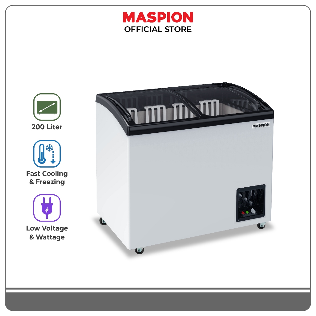 Freezer Box Maspion UFH-200C / UFH-200C-GY Sliding Glass Freezer 200 Liter 114 Watt
