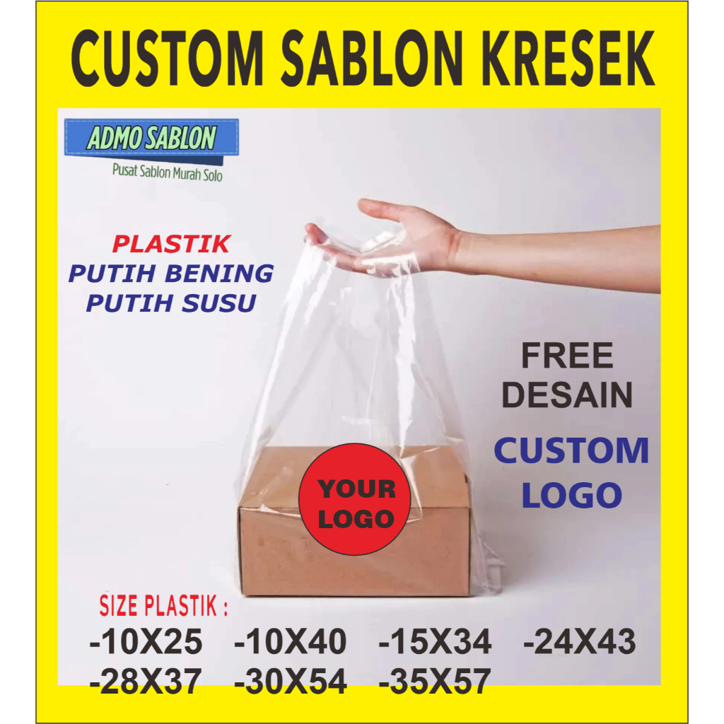 Sablon Plastik Kresek bening murah / Sablon Cup Makanan / Kresek Plastik Tebal /Custom Logo Plastik 