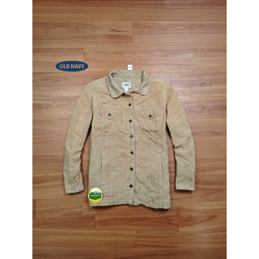 old navy casual corduroy sherpa trucker jacket