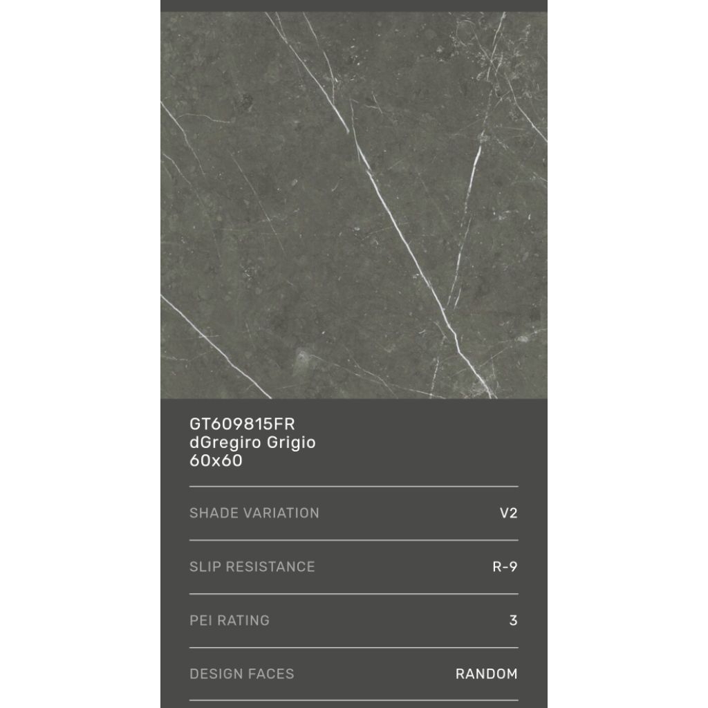 Roman Granit 60x60 Glossy Hitam Marble/ Motif : GT609815FR dGregiro Grigio