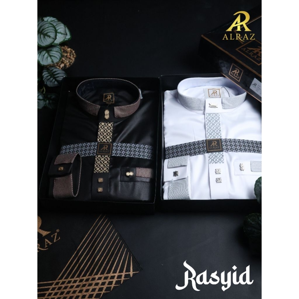 Jubah Gamis Alraz Hitam Putih Rasyid