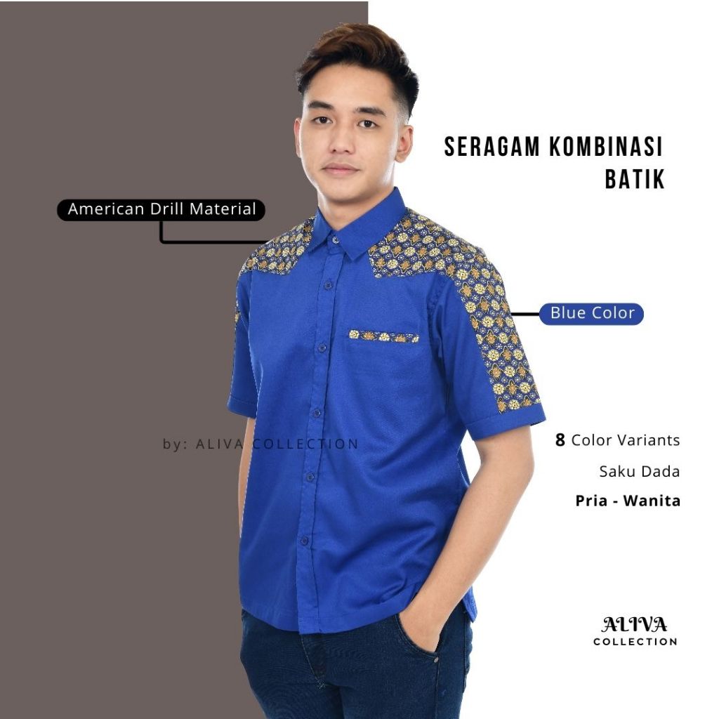 Seragam Kerja Batik Pria/Seragam Karyawan/Seragam Restoran/Atasan Batik Pria Wanita/Baju Kantor