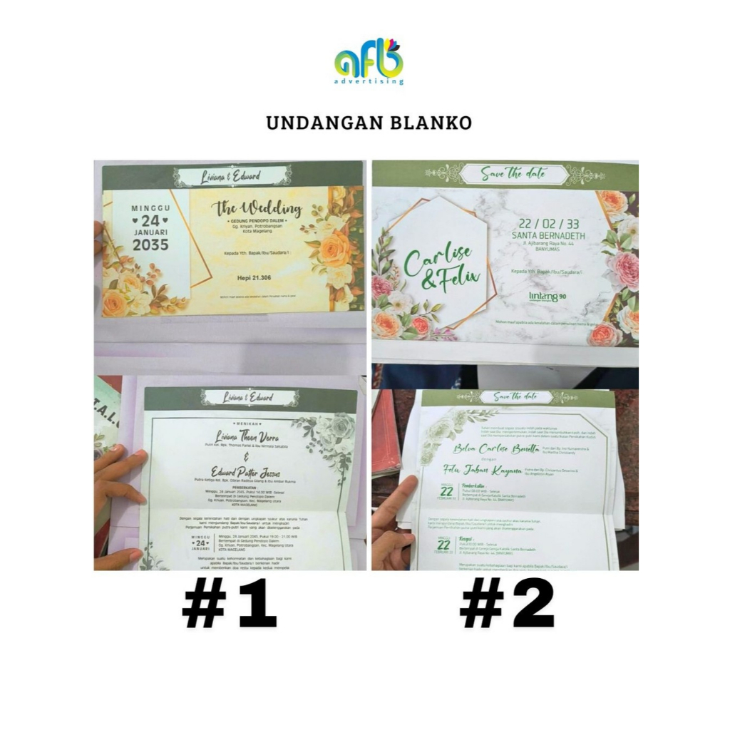 Undangan Pernikahan Satu Paket (Isi 100 pcs) | Undangan Blanko | Undangan Design Modern | Undangan D
