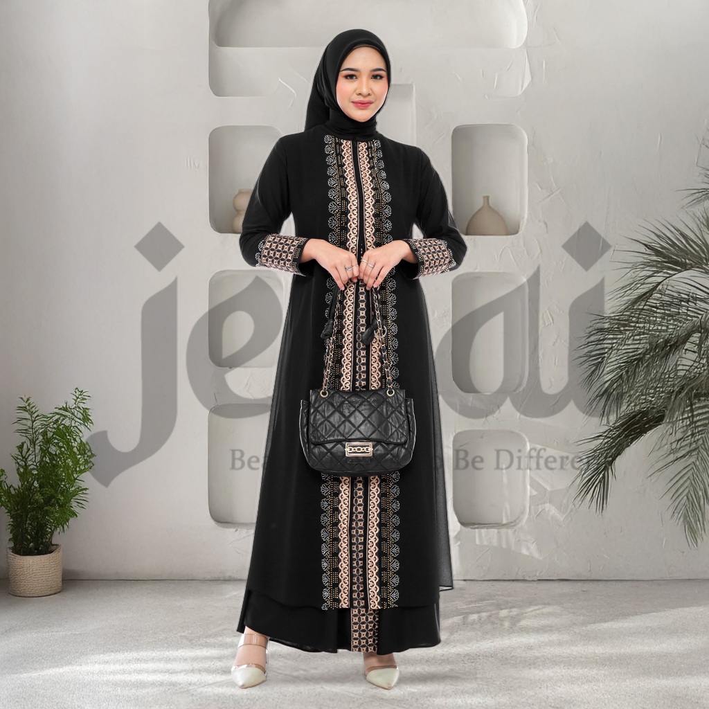 JENAI Gamis Abaya Turkey Hitam Terbaru Mewah Dan Elegan