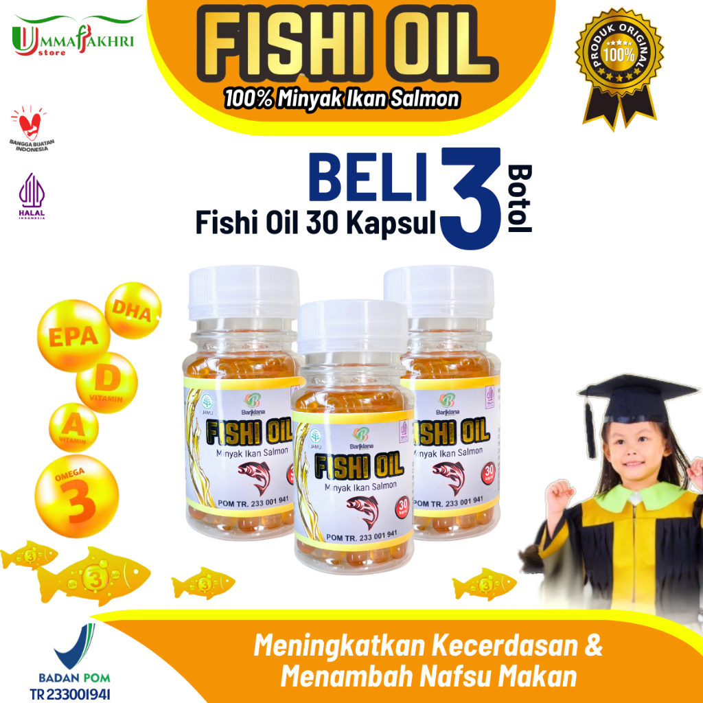 Fish Oil 100% Minyak Ikan Salmon Kaya Omega 3 untuk Kecerdasan dan Nafsu Makan anak