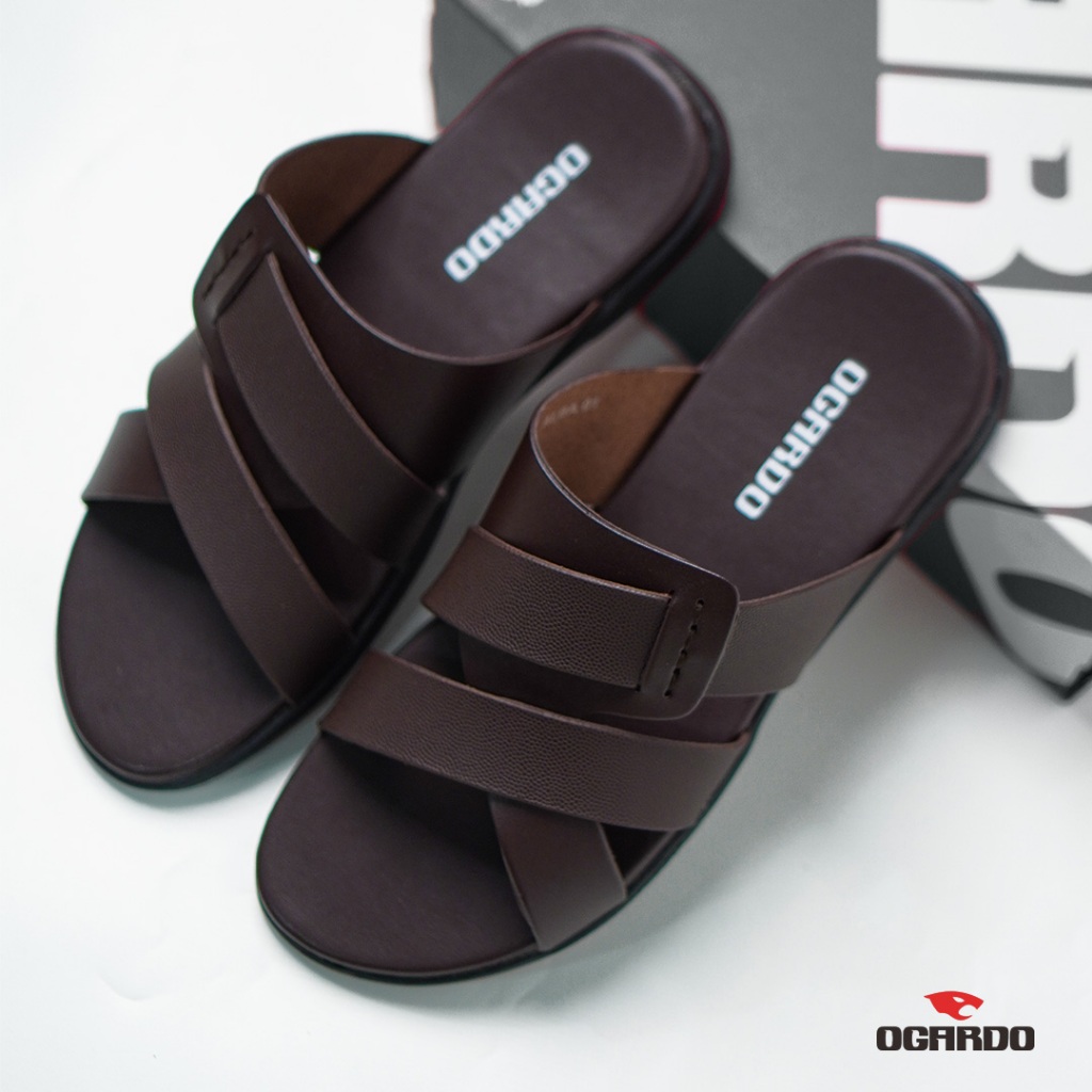 Sandal Ogardo Alba Pria 01 – Slip On Kulit Sintetis Premium, Nyaman & Ringan