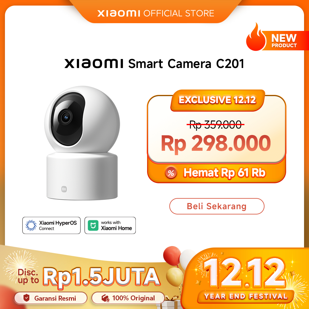 Xiaomi Smart Camera C201 / C200 | 1080p Full HD  Kamera 2MP | Full-Color Night Vision dengan Smart A