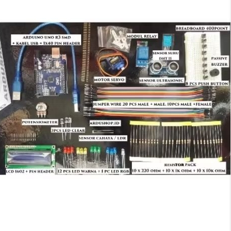 paket pembelajaran arduino uno r3 compatible