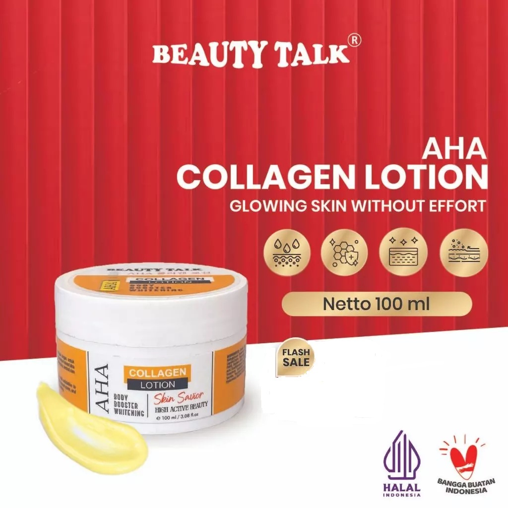 (KS) BEAUTY TALK AHA Collagen Lotion 100ML - Lotion Pencerah Kulit, Body Booster & Whitening Efektif