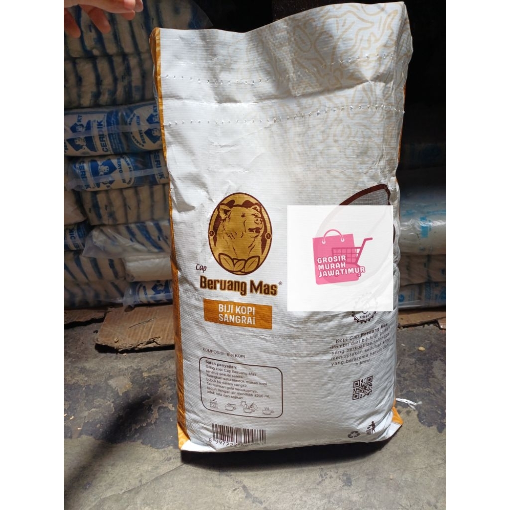 Biji Kopi Sangrai Beruang Mas kemasan 1 ball isi 5kg