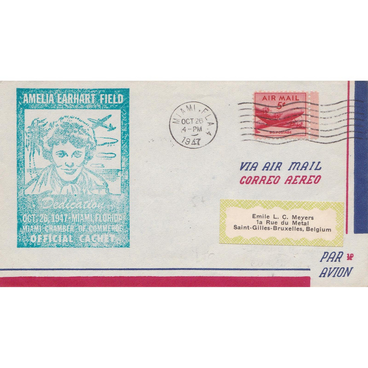 A240 Perangko Surat Kuno Amerika Serikat To Belgia 1947 Used