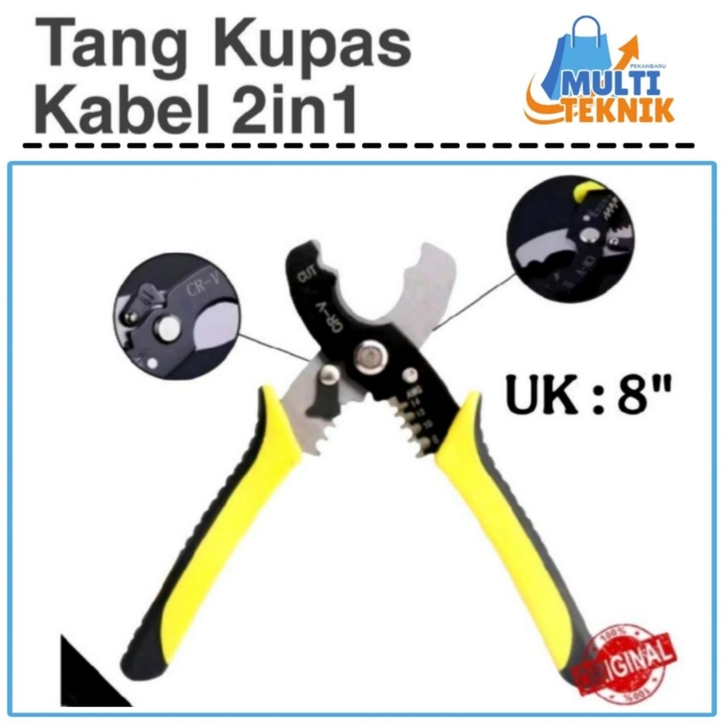 Tang Potong Kupas Kabel Listrik 8 Inch Tajam Pengupas Kulit Kabel Electrical Cabel Striper 8"