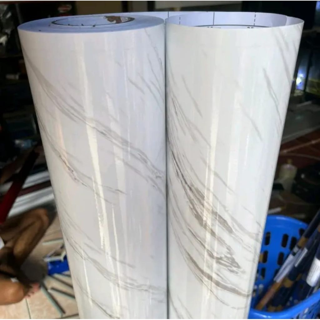 WALLPAPER STIKER PREMIUM GLOSSY/HPL STIKER DAPUR MARMER PUTIH GLOSSY/WALLPAPER STIKER KAYU PUTIH GLO