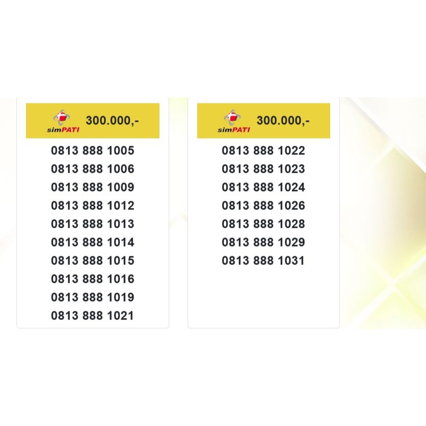 Nomor Cantik Simpati Triple 11digit triple 888 0813 888 wn15