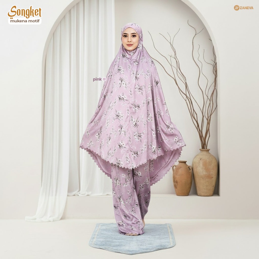 ZANEVA HIJAB - Songket Prayer Set l Mukena Dewasa Bahan Armany Silk Elegan Nyaman & Tidak Terawang