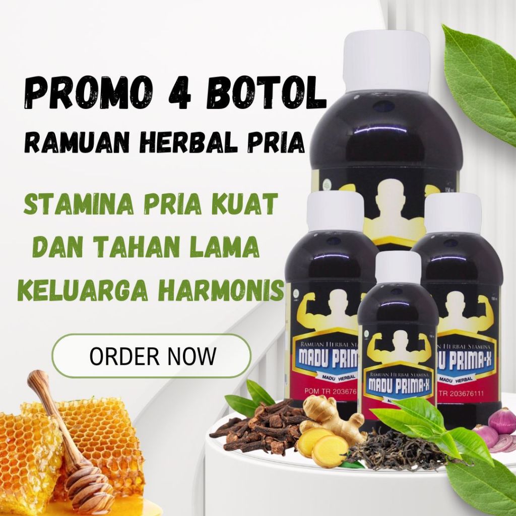 Madu Pria Peket 4 Botol Madu Prima X Kuat Tahan Lama Laki Laki Dewasa Herbal Bpom Original