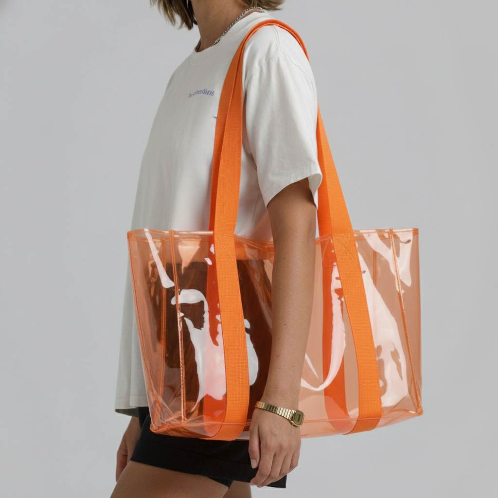 Tas Wanita 2 in 1 Set Pouch Totebag Transparan Mika Besar Tas Selempang Bahu untuk Kuliah ? PA01-05