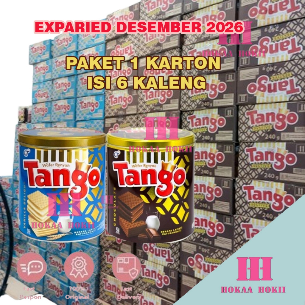 Tango Wafer Renyah Kaleng Coklat & Vanila 240g Paket 1 karton Isi 6 Kaleng