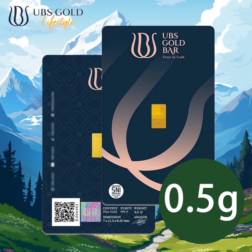 Logam Mulia Emas Batangan LM UBS 0.5gram Press & Karton Fine Gold Bar