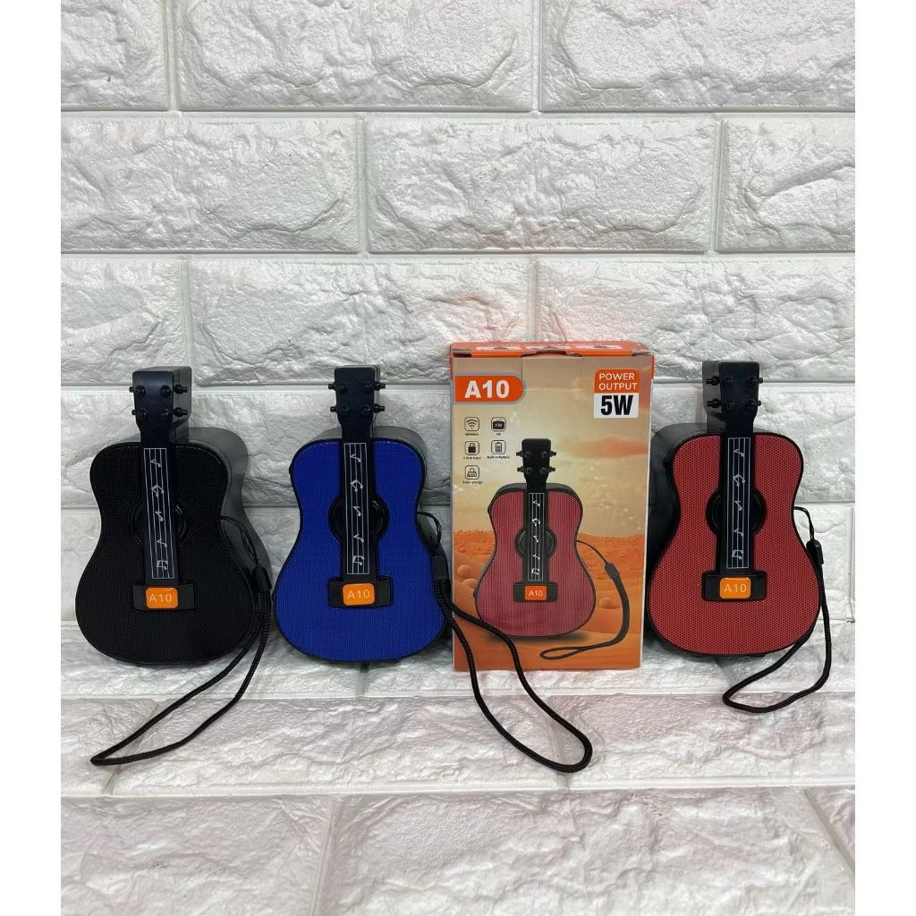 Speaker Bluetooth Model Gitar + Soalar A10 Wireless Speaker Gitar Lucu Portable Extra Bass