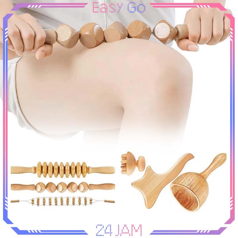 1set/6pcs Alat Pijat Terapi Dari Kayu Membuka Meridian Kayu Pijat Roller Pijat Mendalam Wood Massage