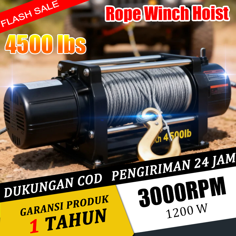 DEWIN Winch Mobil Offroad 4500lbs Electric Hoist Mini 12V Car Towing Wire Rope Winch Hoist