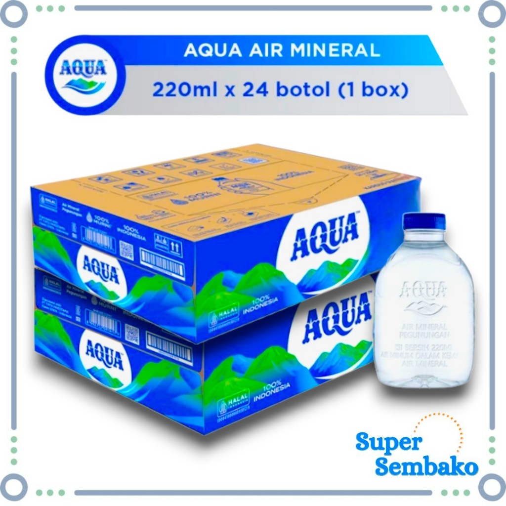 AIR MINERAL AQUA CUBE MINI 220ml PER DUS ISI 24 BOTOL PREMIUM INSTANT MAKASSAR