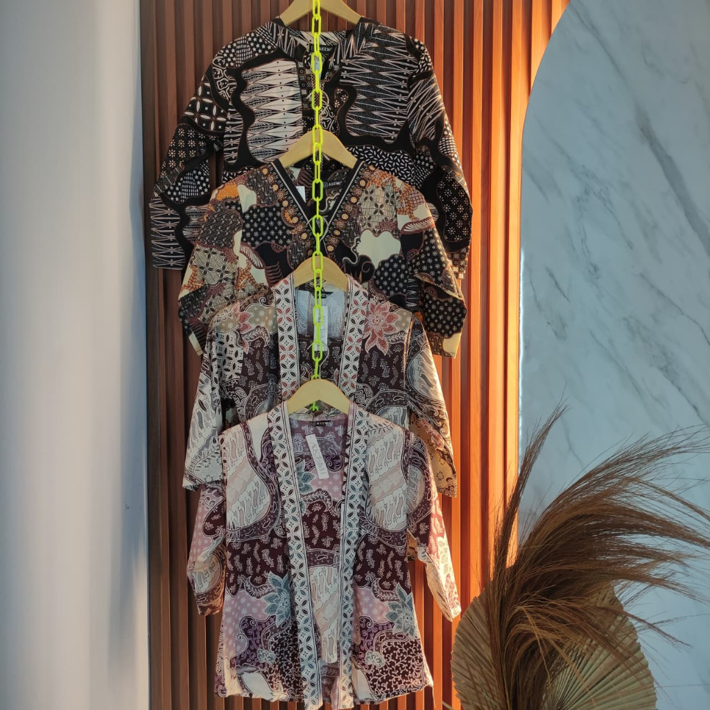 Batik 3/4 wanita dewasa akemi oblong stretch corak batik all size