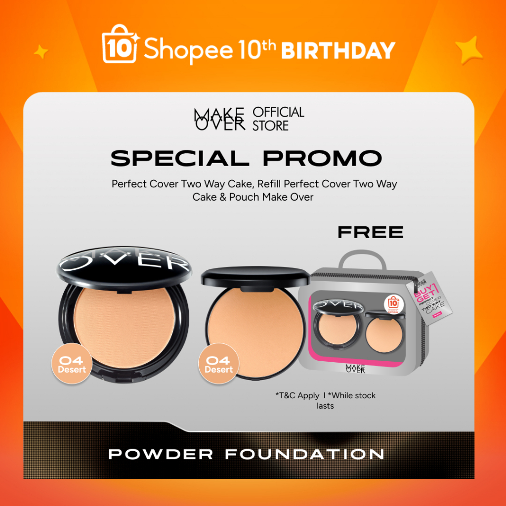 [SPECIAL MASTERSHADE] NEW MAKE OVER Perfect Cover Powder Foundation - TWC Two Way Cake Cover Melt an